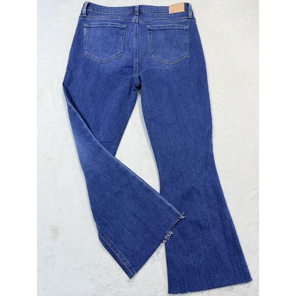 PAIGE Colette Crop Flare Jeans Slate Blue High Rise 90s Minimal Denim Size 32 - Picture 7 of 12